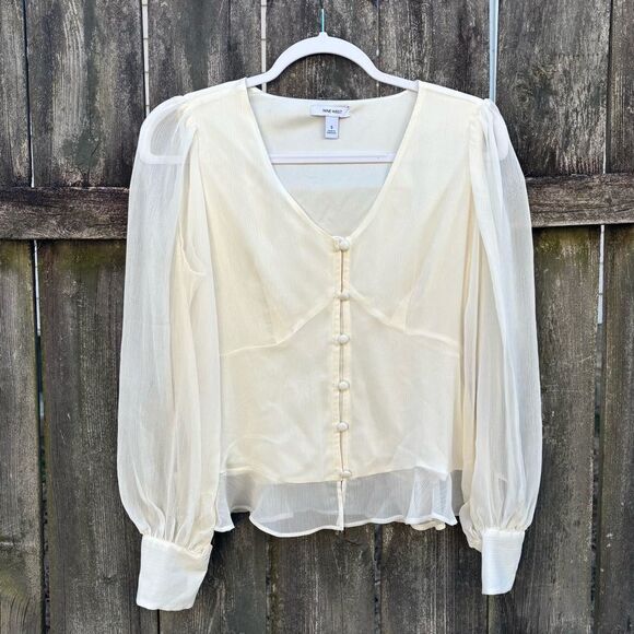 Nine West Cream Sheer Top NWT Small - Picture 2 of 6